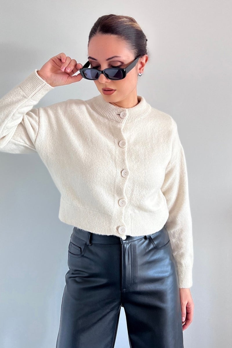 Women's Crop Soft Texture Cardigan