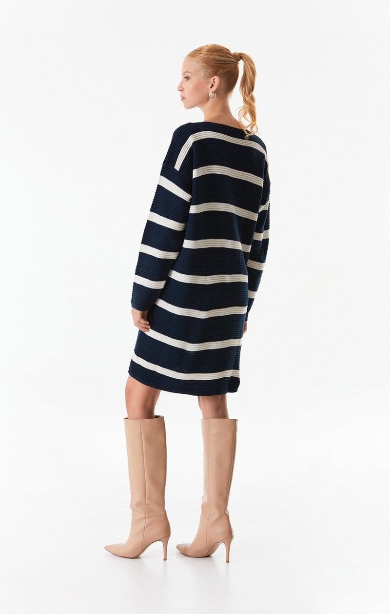 Striped Buttoned Knitted Cardigan