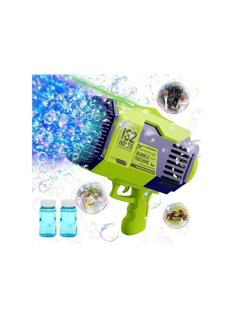 Bubble Gun, Upgraded 132-hole Bubble Machine Gun with Bubble Solution, Bazooka Bubble Machine, Toy Gifts for Christmas Indoor and Outdoor Birthday Wedding Party Events (Blue)