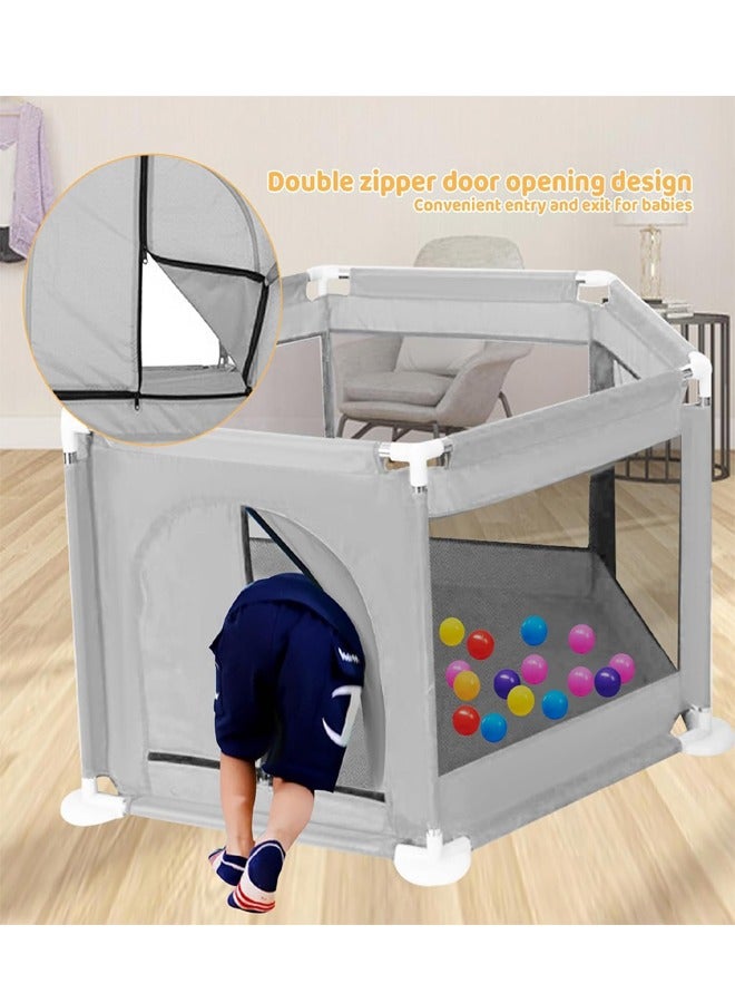 Portable Baby Safety Playpen Fence with Zipper Door – 130x66cm, Includes 10 Ocean Balls