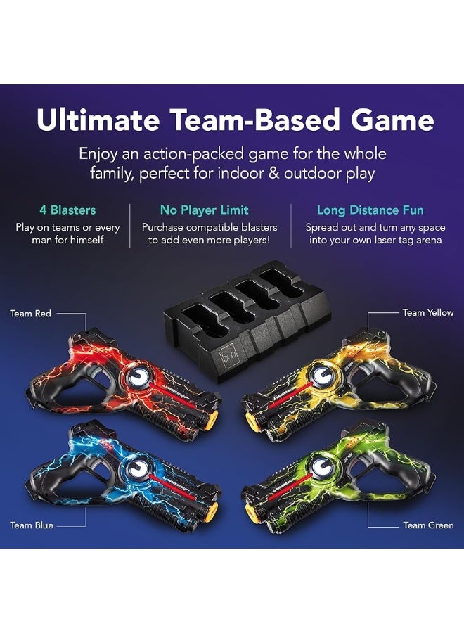 Best Choice Products Set of 4 Laser Tag Blasters, Rechargeable Infrared Lazer Tag Set with Docking Station, No Vests Needed, Indoor/Outdoor Set for All Ages w/ 4 Settings, Lights, Sounds