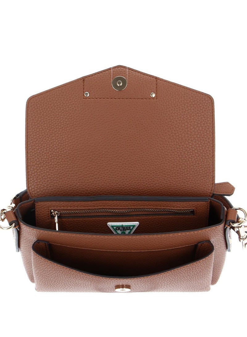 Eco Brenton Flap Shoulder Bag Caramel,25X15X7cm,Brown