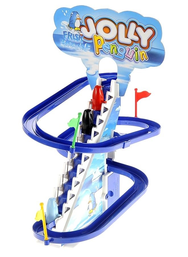 PowerTRC Penguin Slide Play Set, Jolly Penguin Race Stair Climbing Sliding Track Toy Set for Kids Toddlers (13 inches)