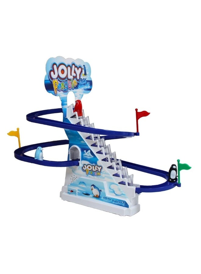 PowerTRC Penguin Slide Play Set, Jolly Penguin Race Stair Climbing Sliding Track Toy Set for Kids Toddlers (13 inches)