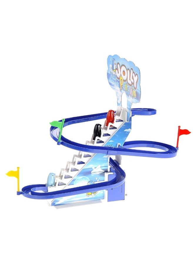 PowerTRC Penguin Slide Play Set, Jolly Penguin Race Stair Climbing Sliding Track Toy Set for Kids Toddlers (13 inches)