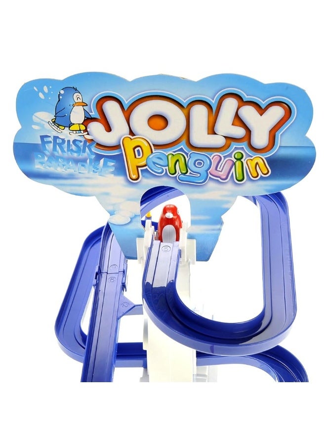 PowerTRC Penguin Slide Play Set, Jolly Penguin Race Stair Climbing Sliding Track Toy Set for Kids Toddlers (13 inches)