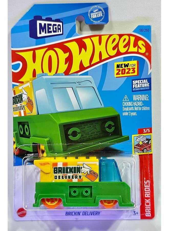 Hot Wheels - BRICKIN' DELIVERY - Brick Rides 3/5 - New for 2023 - Mega Blocks - Mint/NrMint Ships Bubble Wrapped in a Box