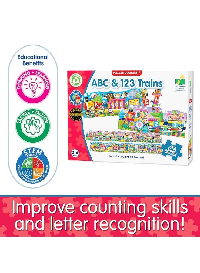 The Learning Journey: Puzzle Doubles - Giant ABC & 123 Train Floor Puzzles - Large Floor Puzzles For Kids Ages 3-5 - Award Winning Toys