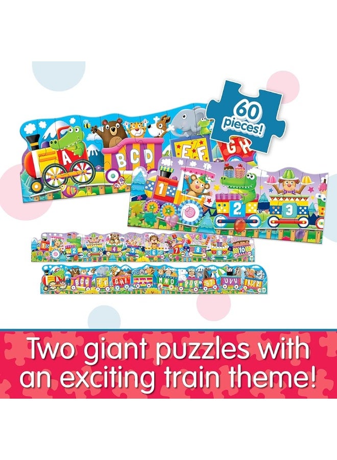 The Learning Journey: Puzzle Doubles - Giant ABC & 123 Train Floor Puzzles - Large Floor Puzzles For Kids Ages 3-5 - Award Winning Toys