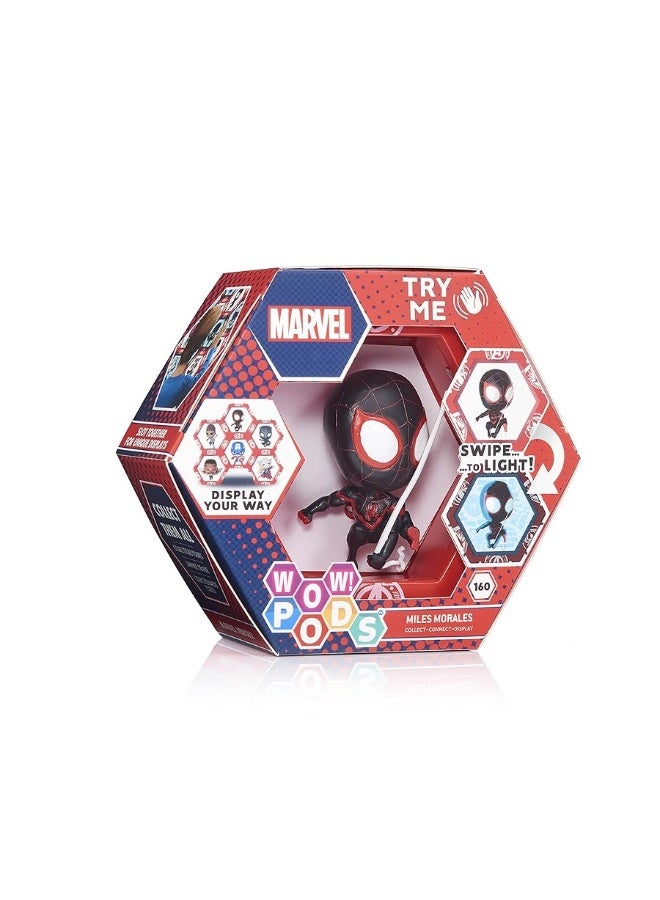 WOW PODS Spiderman Collection  Miles Morales  Superhero LightUp BobbleHead Figure  Official Marvel Collectable Toys  Gifts 4 inches