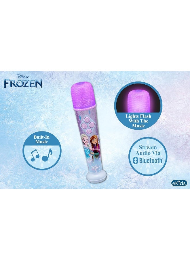 eKids Disney Frozen Karaoke Microphone for Kids, Bluetooth Microphone Includes Built-in Music and Light Show, Designed for Fans of Frozen Toys