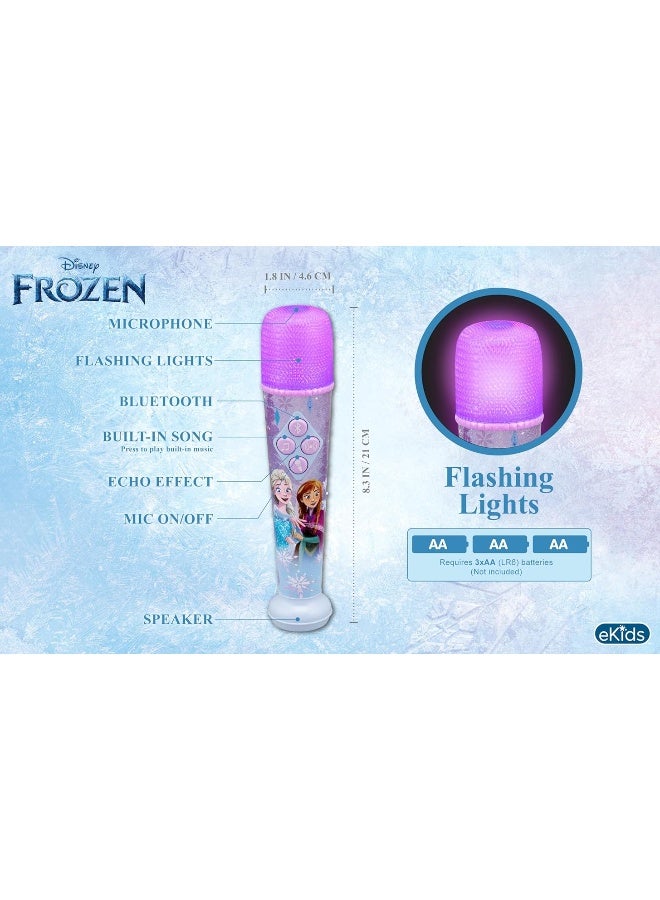 eKids Disney Frozen Karaoke Microphone for Kids, Bluetooth Microphone Includes Built-in Music and Light Show, Designed for Fans of Frozen Toys