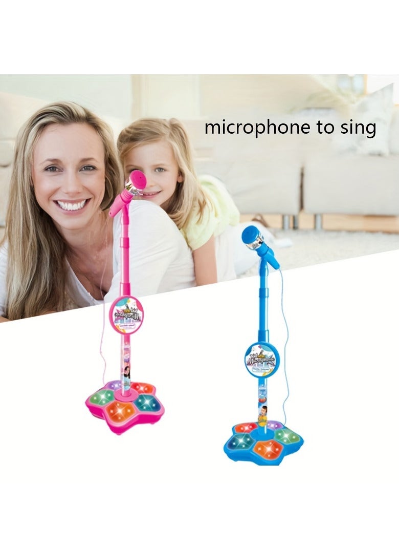 Pink Microphone With Stand Music Instrument Toys Brain-Training Educational Toy Birthday Gift Thanksgiving Gifts pink