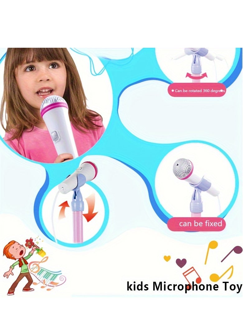 Pink Microphone With Stand Music Instrument Toys Brain-Training Educational Toy Birthday Gift Thanksgiving Gifts pink