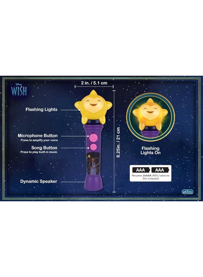 eKids Disney Wish Toy Microphone for Kids, Musical Toy with Built-in Music, Kids Microphone Designed for Ages 3 and Up