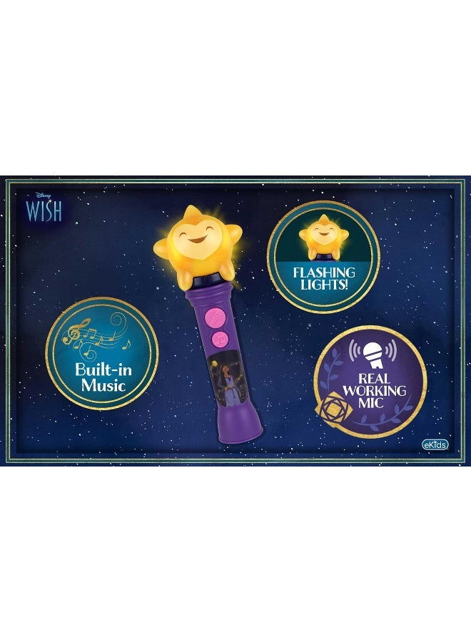 eKids Disney Wish Toy Microphone for Kids, Musical Toy with Built-in Music, Kids Microphone Designed for Ages 3 and Up