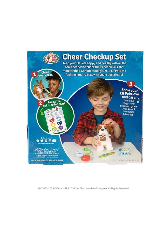 Elf Pets Cheer Check Up Set â€“ 4 pc. Vet Kit for Kids â€“ Pretend Play Doctor Set with Chart, Thermometer, Brush and Cuff â€“ Care for Elf Pets Plush, Pals of The Elf on the Shelf - Brand Scout Elf