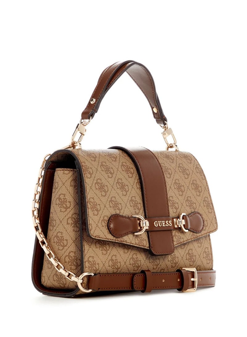 Bolsa Satchel Flap Guess Nolana,24X17X8CM,Brown