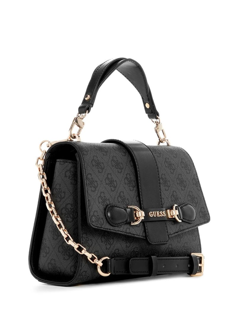 Bolsa Satchel Flap Guess Nolana,24X17X8CM,Black