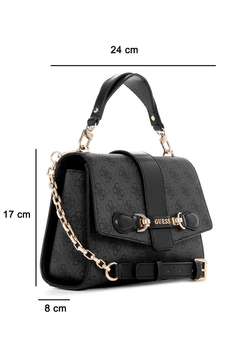 Bolsa Satchel Flap Guess Nolana,24X17X8CM,Black