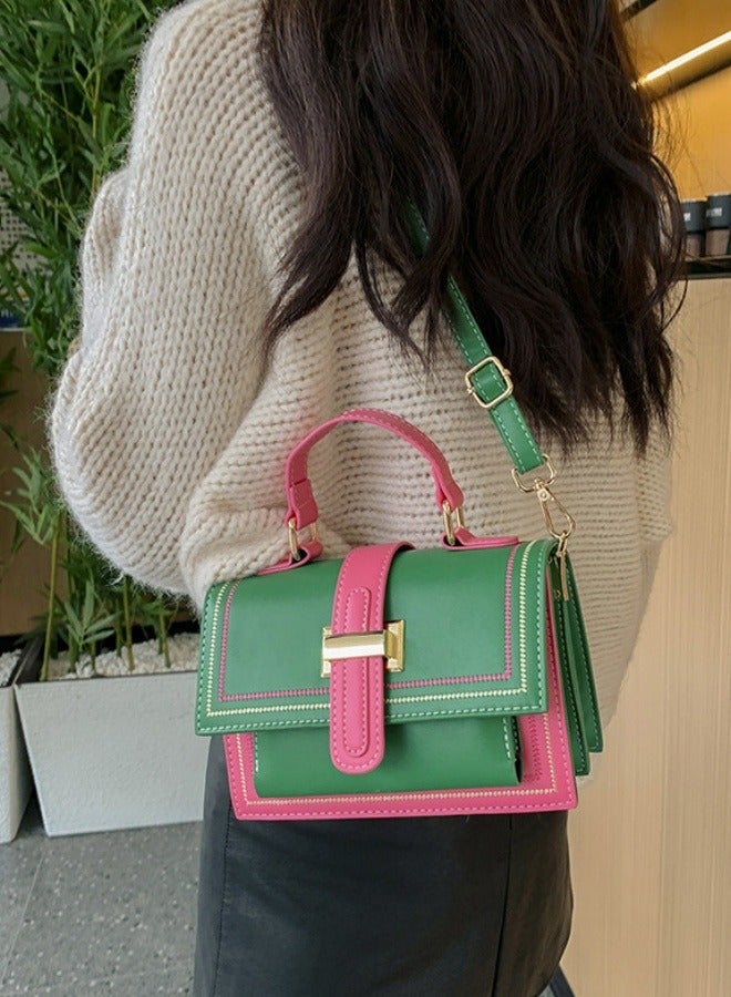 Women's Fashion Color blocked Shoulder Bag Handbag Slant Hanging Small Square Bag