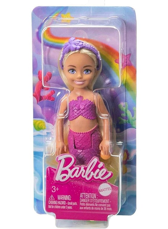 Barbie Dreamtopia Chelsea Mermaid Small Doll with Removable Hair Accessory, Wavy Blonde Hair & Ombre Tail, Bends at Waist