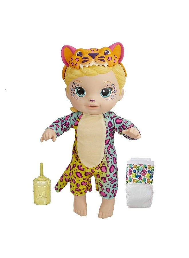 Baby Alive Rainbow Wildcats Doll, Leopard, Accessories, Drinks, Wets, Leopard Toy for Kids Ages 3 Years and Up, Blonde Hair