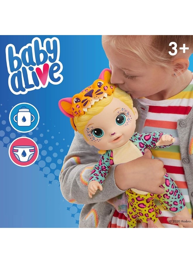 Baby Alive Rainbow Wildcats Doll, Leopard, Accessories, Drinks, Wets, Leopard Toy for Kids Ages 3 Years and Up, Blonde Hair