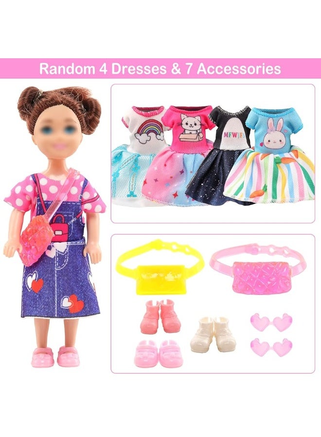 19 Pcs Mini 6 inch Doll Clothes and Accessories Including 4 Sets Fashion Dresses 4 Casual Tops and Pants Outifits 4 Swimsuits with 3 Shoes 2 Glasses 2 and Shoulder Bag for 5.3-6 Inch Dolls
