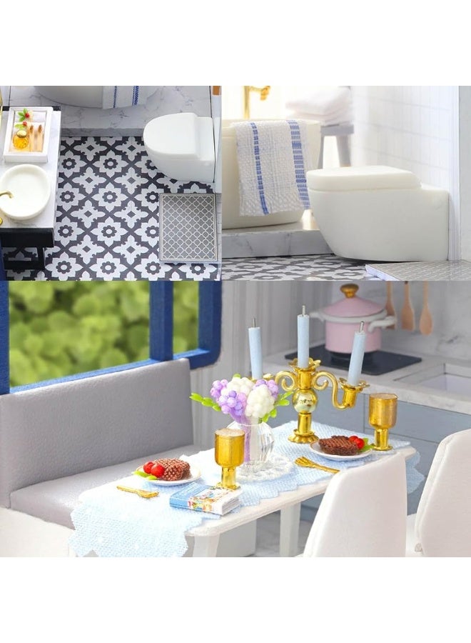 DIY Miniature Dollhouse Kit,UniHobby Time Apartment DIY Dollhouse Kit with Wooden Furniture Light Gift House Toy for Adults