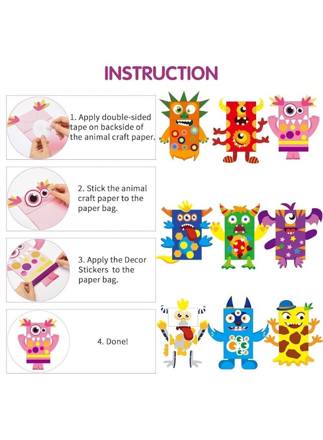 WATINC 9Pack Monster Hand Puppets Art Craft Paper Sock Puppet Toys DIY Making Your Own Puppet Kits Early Learning Classroom Family Storytelling Games Pretend Party Supplies Valentine's Day Gift