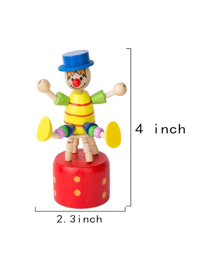 PROLOSO Push Puppet Finger Puppets Thumb Press Base Joker Puppet Push Up Wooden Clown Toys 5 Pcs