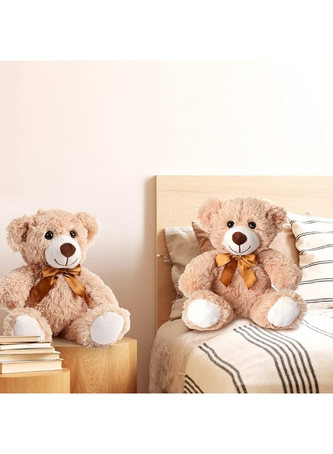 Civaner 4 Pack 14 Inches Christmas Bear Plush Stuffed Animals Cute Soft Bears Bulk for Girls Boys Girlfriend Light Brown