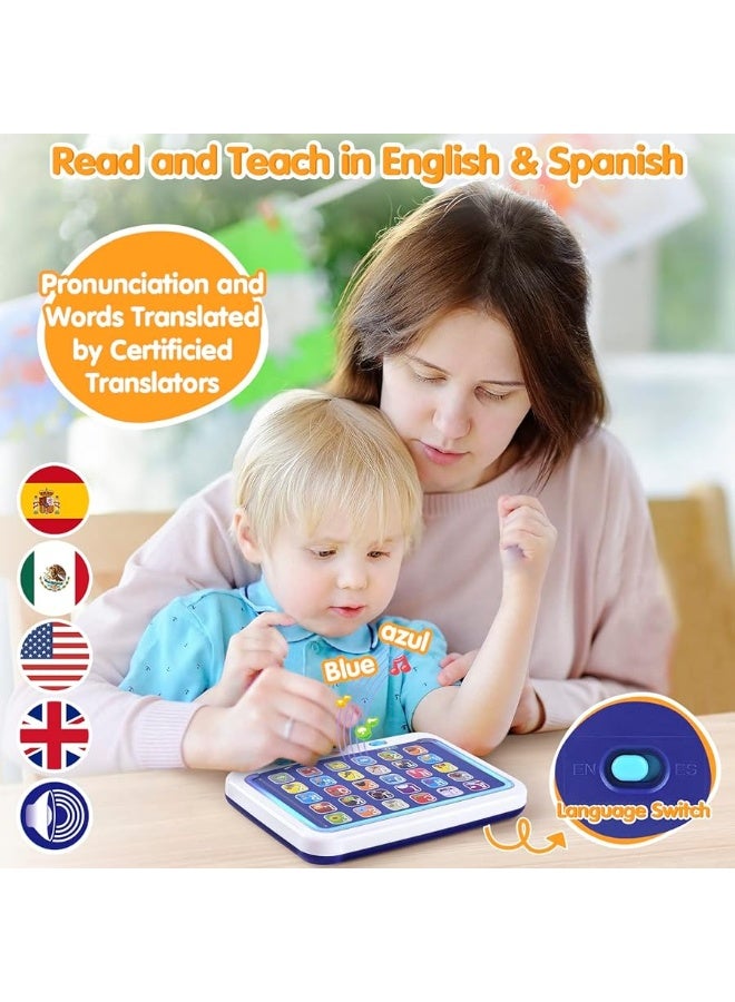 PLAY Spanish  English Learning Tablet for Toddlers 13 Kids Bilingual Interactive Alphabet ABC Letters Words Color Learning Toys Tablets Educational Toy for 2 Year Old Kids Babies 18 Month