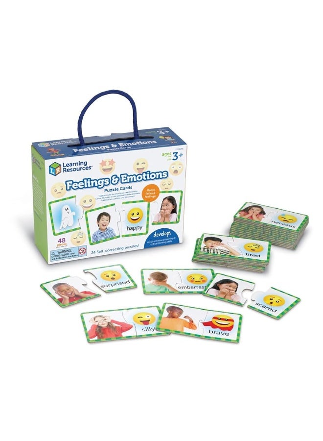 Learning Resources Feelings  Emotions Puzzle Cards 48 Pieces Ages 3 Social Skills Toys Speech Therapy Materials Social Emotional Learning Toys and Games for Kids