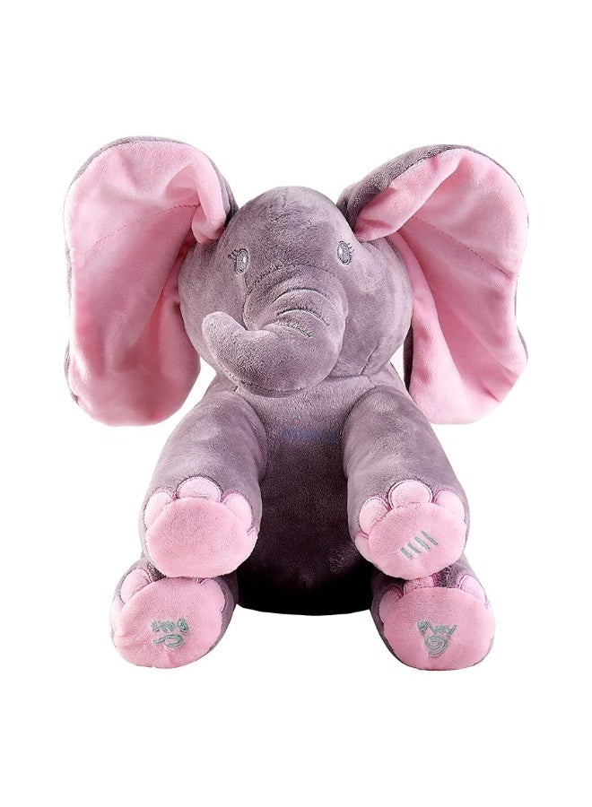 Dimple Kaia Interactive Animated Singing & Peek-A-Boo Plush Elephant Baby Stuffed Animal with Floppy Ears, Engaging Musical Infant Baby Toys for Kids - DC12696