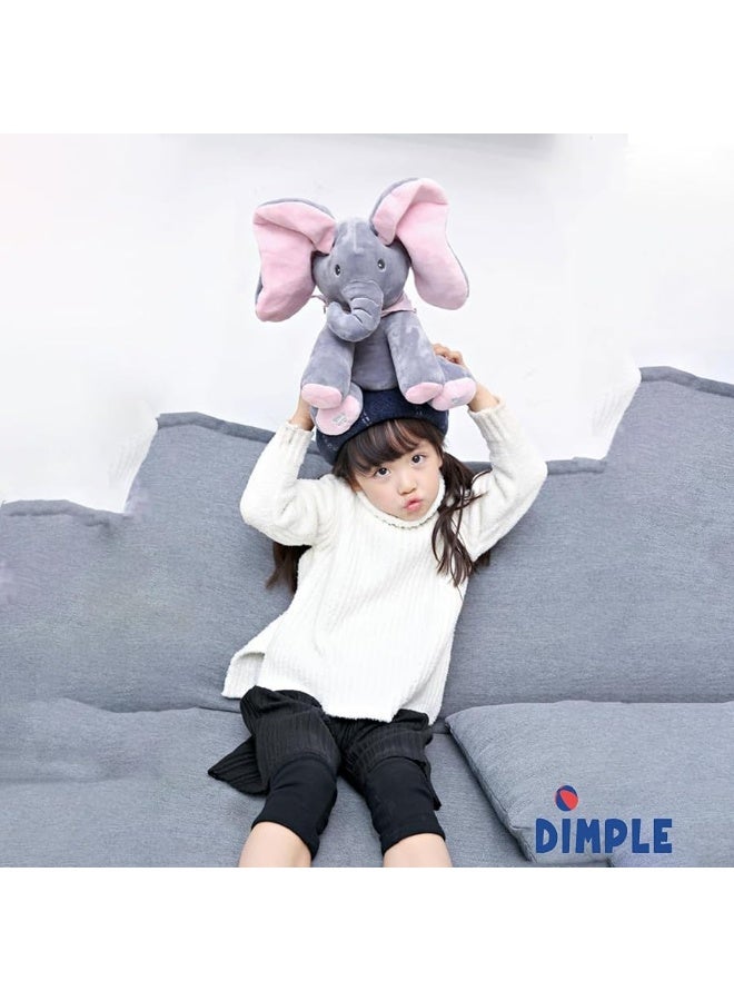 Dimple Kaia Interactive Animated Singing & Peek-A-Boo Plush Elephant Baby Stuffed Animal with Floppy Ears, Engaging Musical Infant Baby Toys for Kids - DC12696