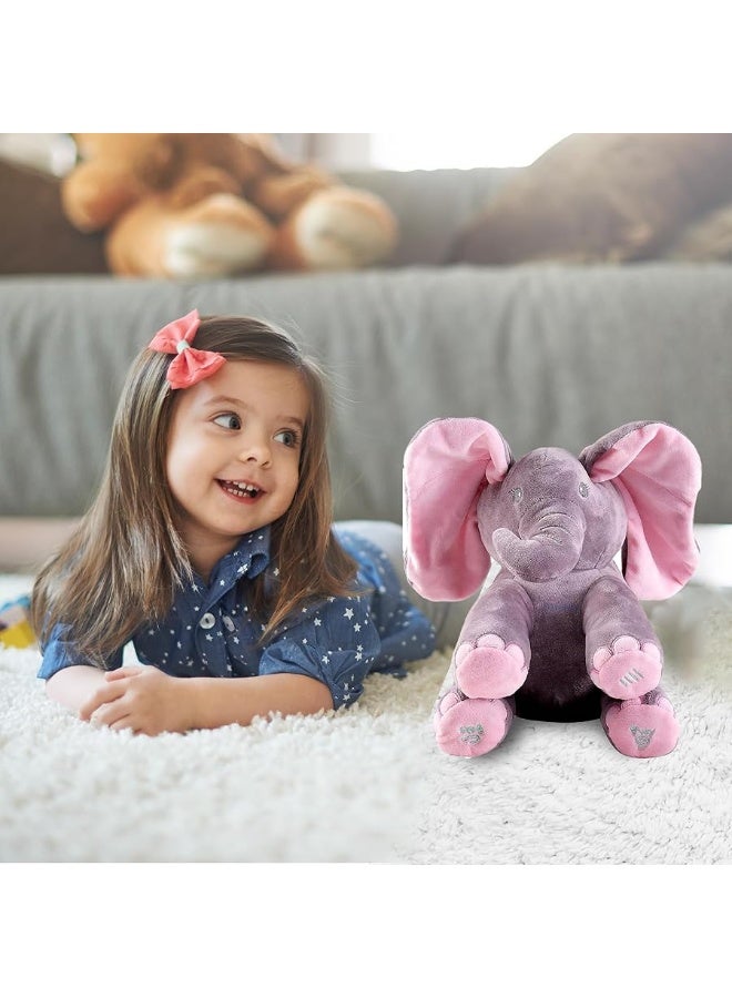 Dimple Kaia Interactive Animated Singing & Peek-A-Boo Plush Elephant Baby Stuffed Animal with Floppy Ears, Engaging Musical Infant Baby Toys for Kids - DC12696