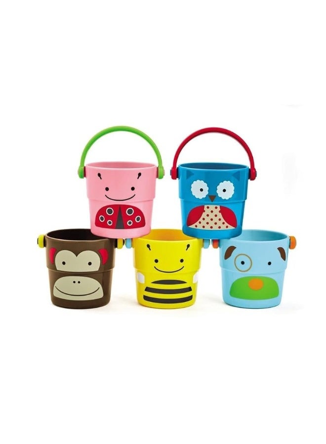 Skip Hop Baby Bath Toy, Zoo Stack & Pour Buckets