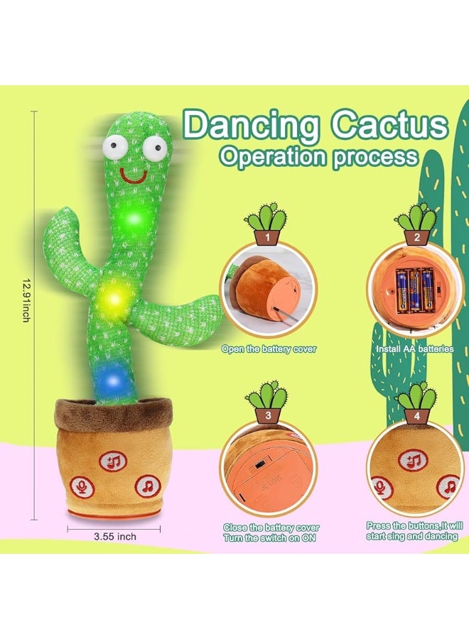 Dancing Cactus Talking Baby Toys, Talking Cactus Mimicking Toys Repeating What You Say Singing Recording with Volume Adjustable & 120 English Songs Plush Toy Birthday Gifts for Kids Boys Girls