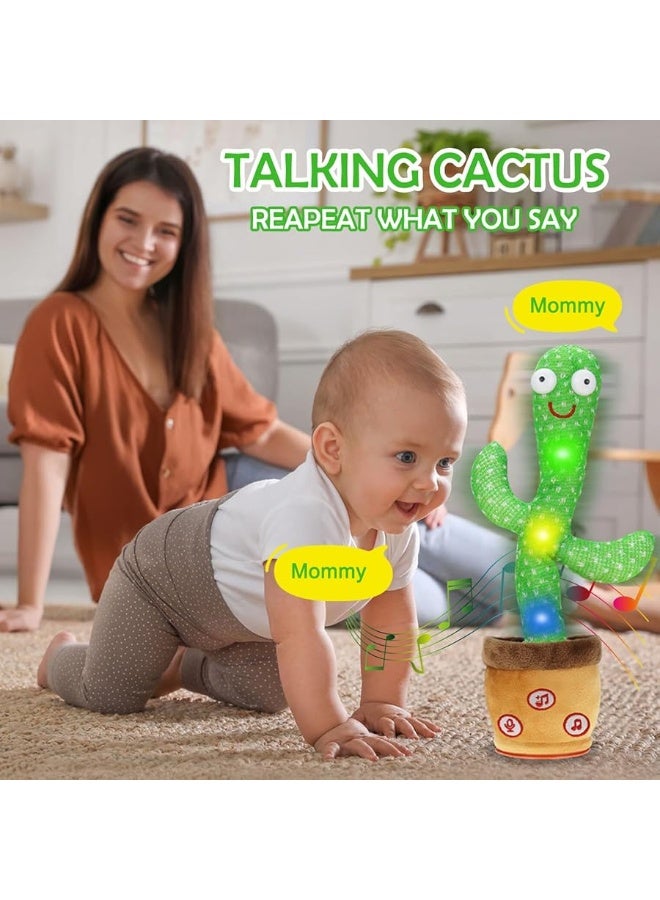 Dancing Cactus Talking Baby Toys, Talking Cactus Mimicking Toys Repeating What You Say Singing Recording with Volume Adjustable & 120 English Songs Plush Toy Birthday Gifts for Kids Boys Girls