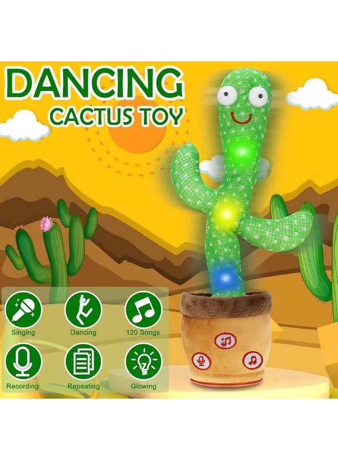 Dancing Cactus Talking Baby Toys, Talking Cactus Mimicking Toys Repeating What You Say Singing Recording with Volume Adjustable & 120 English Songs Plush Toy Birthday Gifts for Kids Boys Girls