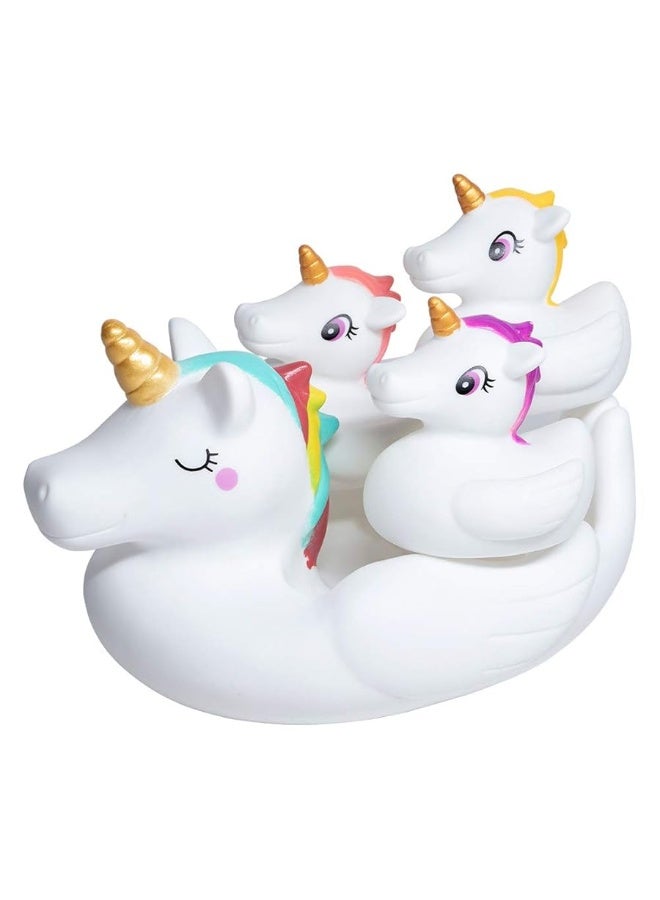 Baby Bath Toys Cute Unicorn Spray Toys Bathroom Rubber Floating Bathtub Squirt Toys for Toddlers Infants 6-12 Months Girl Ideal Gifts Value Pack 4pcs Set