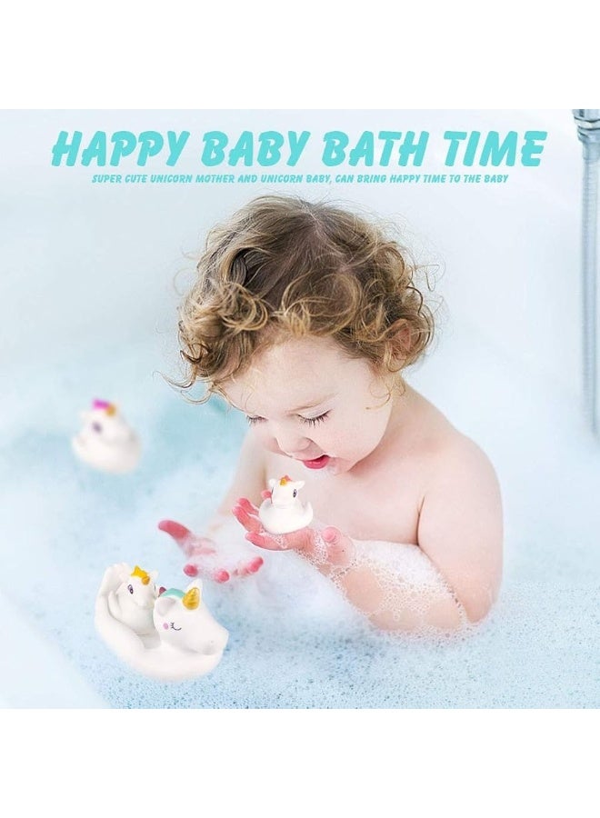 Baby Bath Toys Cute Unicorn Spray Toys Bathroom Rubber Floating Bathtub Squirt Toys for Toddlers Infants 6-12 Months Girl Ideal Gifts Value Pack 4pcs Set