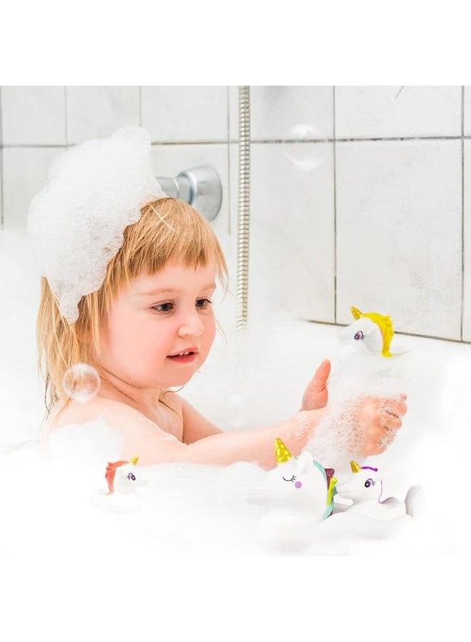 Baby Bath Toys Cute Unicorn Spray Toys Bathroom Rubber Floating Bathtub Squirt Toys for Toddlers Infants 6-12 Months Girl Ideal Gifts Value Pack 4pcs Set