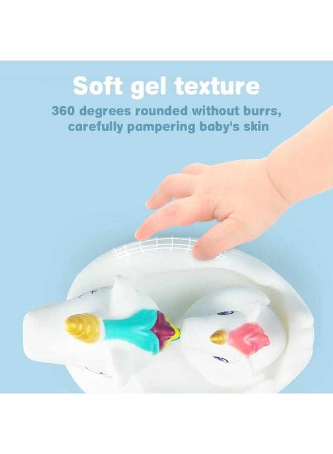 Baby Bath Toys Cute Unicorn Spray Toys Bathroom Rubber Floating Bathtub Squirt Toys for Toddlers Infants 6-12 Months Girl Ideal Gifts Value Pack 4pcs Set