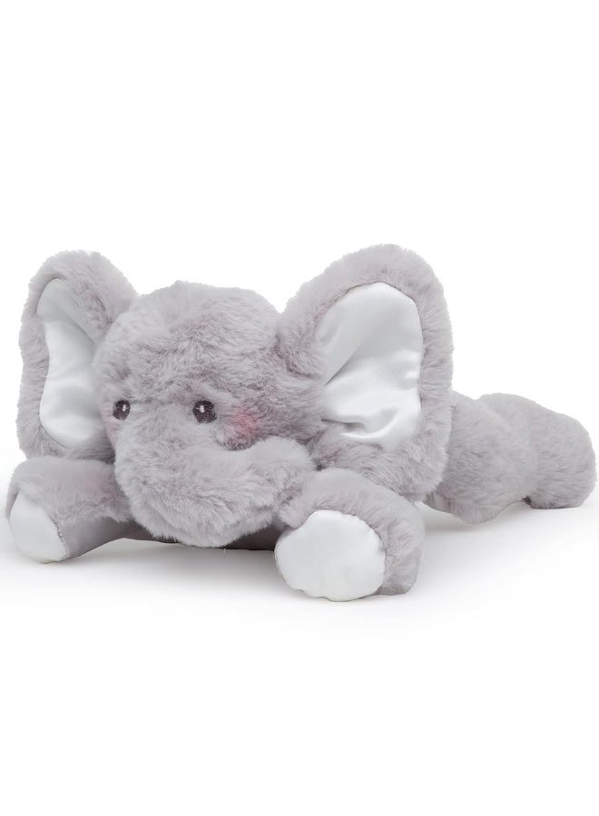 Bearington Baby Lilâ€™ Spout Rattle: 8-Inch Plush Stuffed Gray Elephant Rattle, Shaker Toy with Soft Plush Fur, Floppy Ears and Satin Bow; for Baby Shower or First Birthday