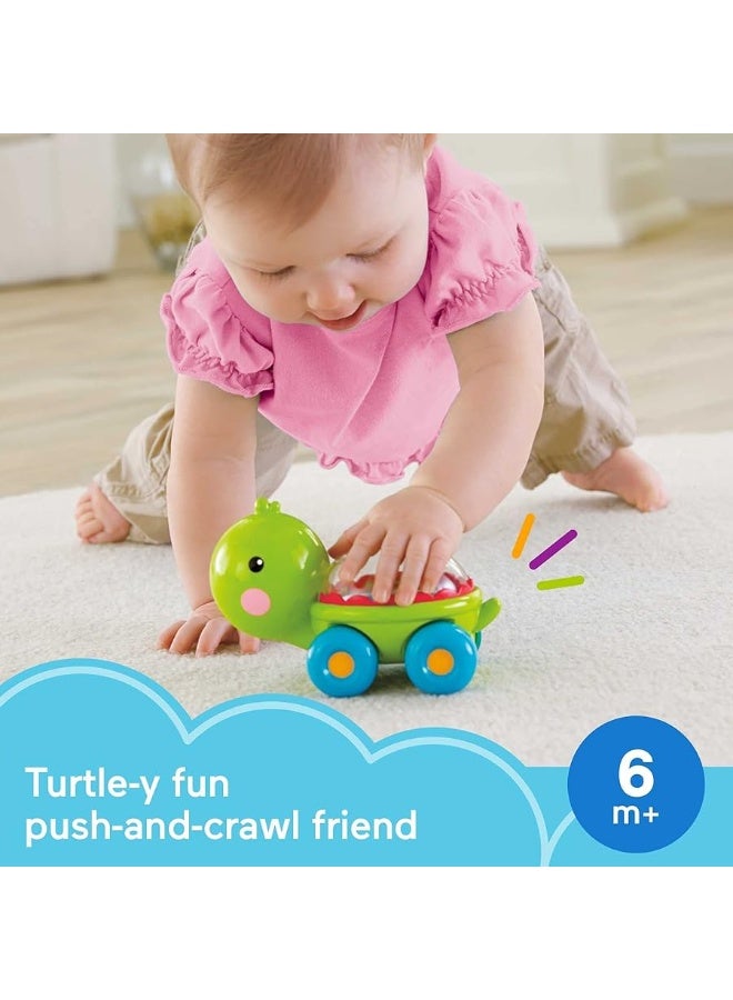 Fisher-Price Baby Crawling Toy Poppity Pop Turtle Push-Along Vehicle with Ball Popping Sounds for Infants Ages 6+ Monthsâ€‹