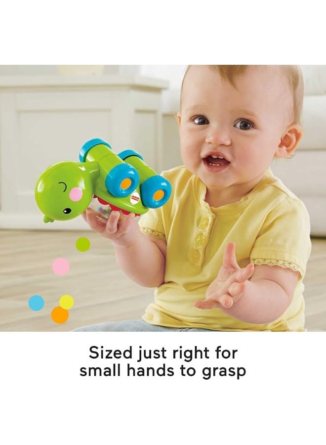 Fisher-Price Baby Crawling Toy Poppity Pop Turtle Push-Along Vehicle with Ball Popping Sounds for Infants Ages 6+ Monthsâ€‹