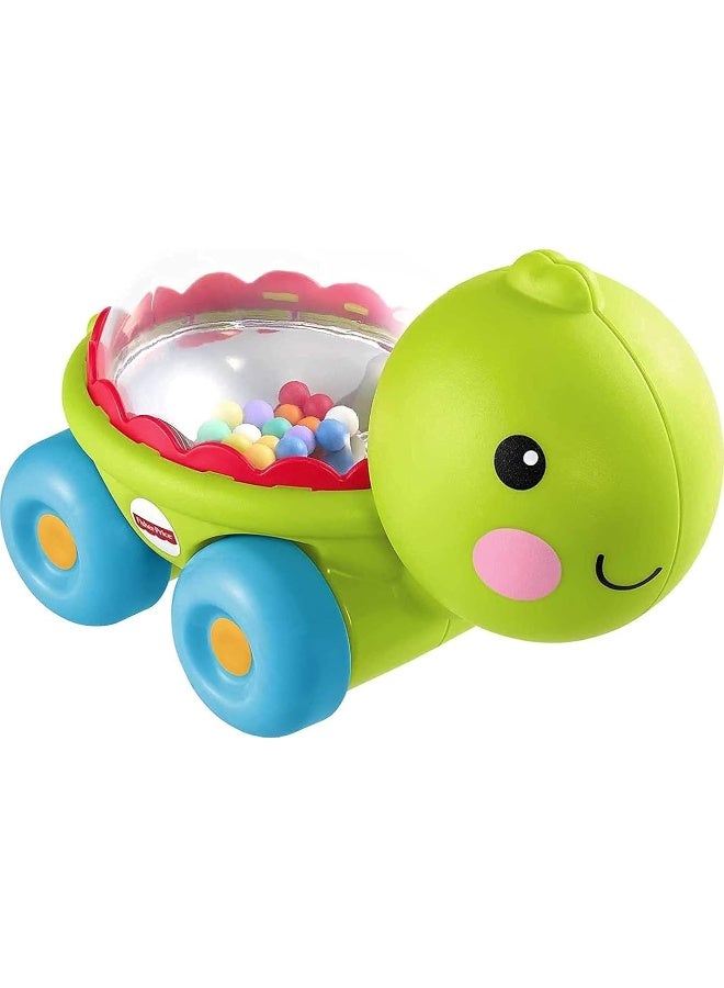 Fisher-Price Baby Crawling Toy Poppity Pop Turtle Push-Along Vehicle with Ball Popping Sounds for Infants Ages 6+ Monthsâ€‹